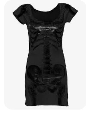Kreepsville 666 Dark Angel Skeleton Tunic Black Dress, Size S/M